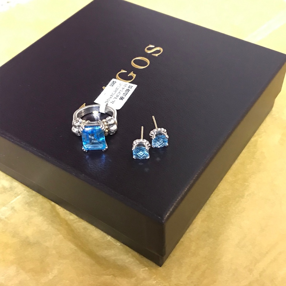 Lagos Blue Topaz Ring&Earrings - Picture 14 of 16